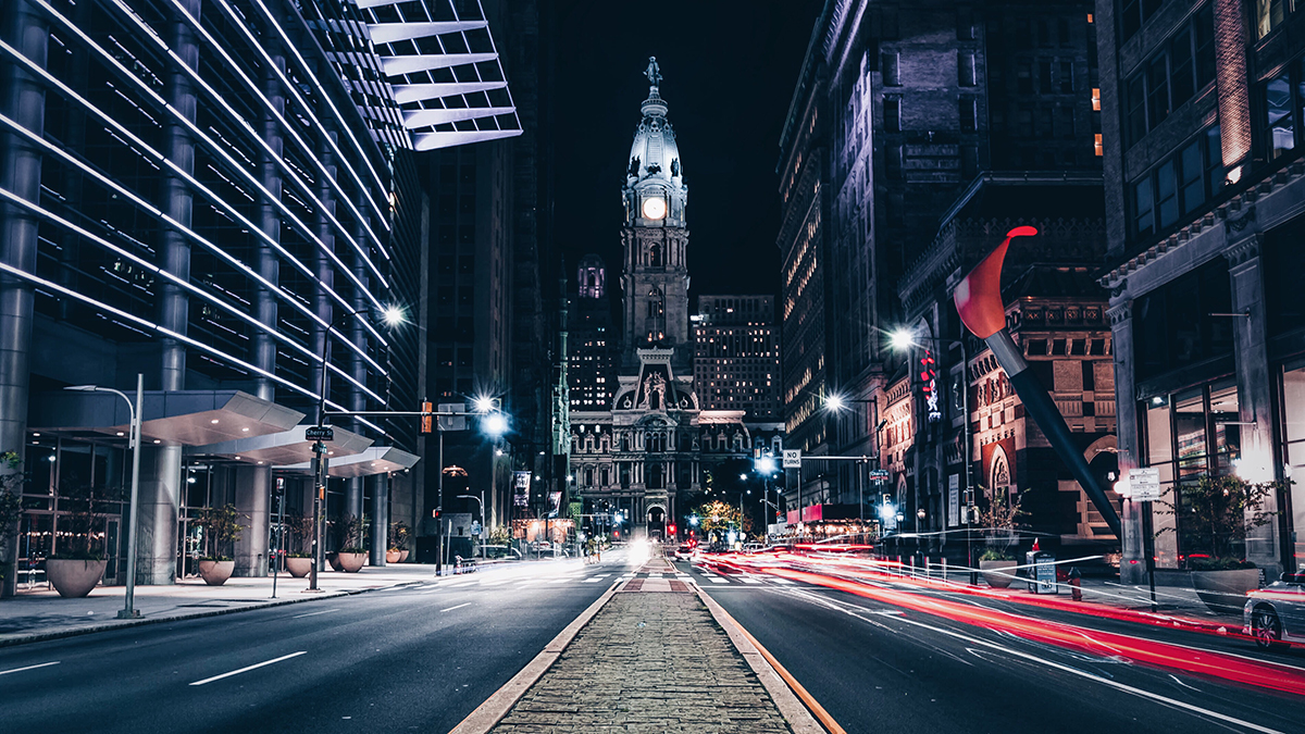 philadelphia city hall at night